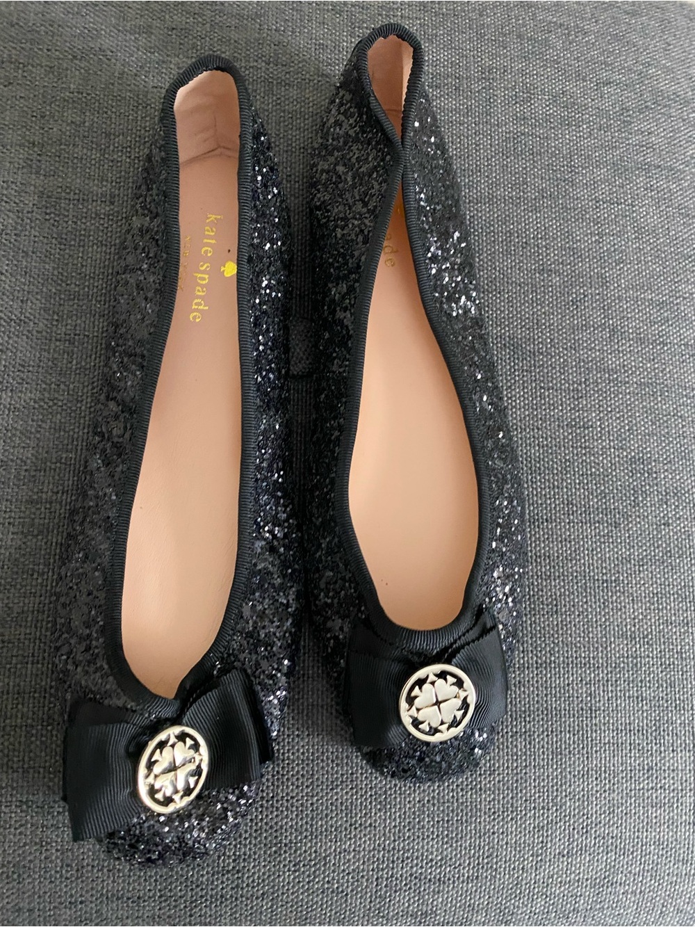 Kate Spade Sparkling Black Flat Ballerina Shoes Size 9.5 Used